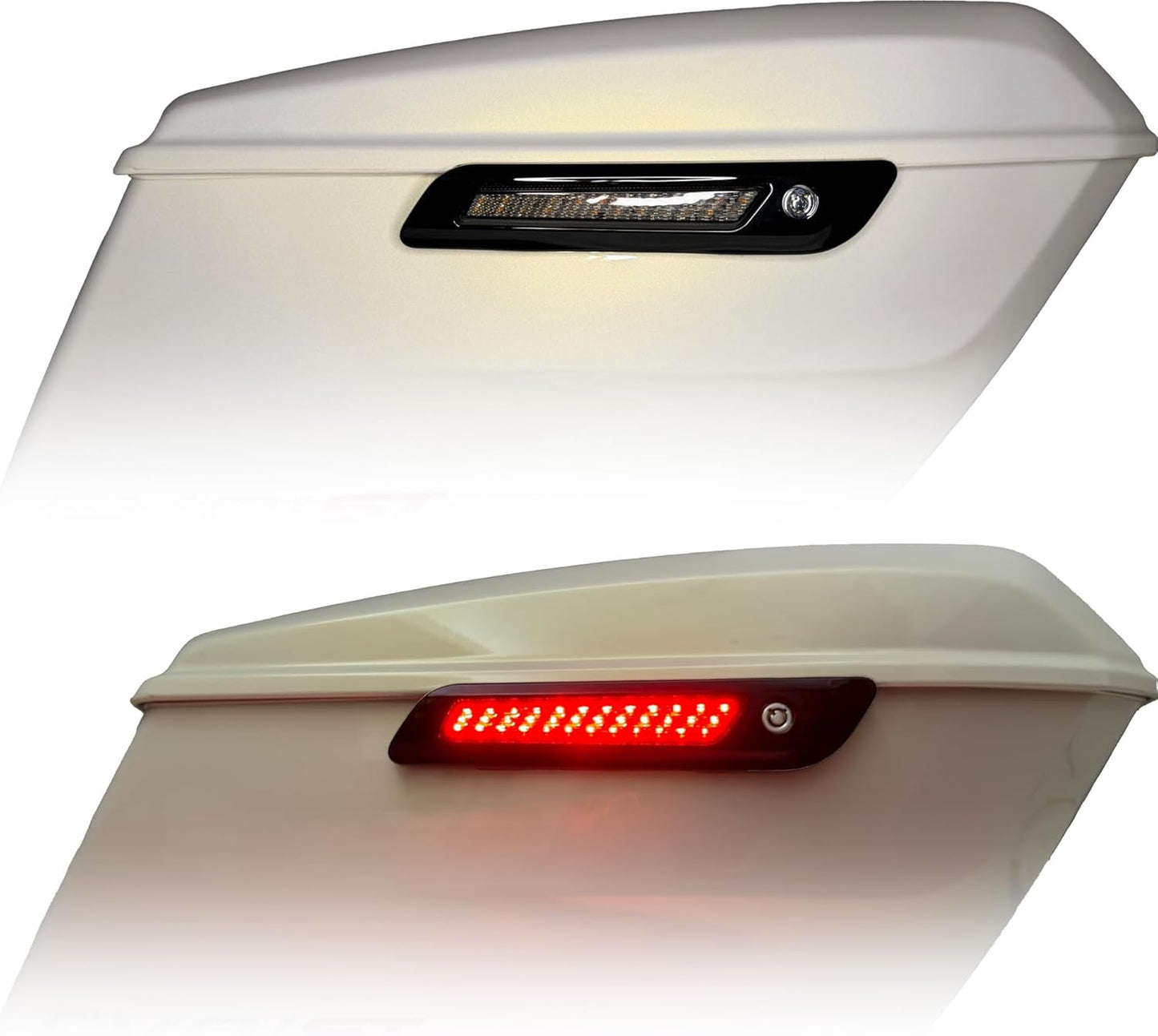 Saddlebag Latch Cover LED Light Kit, Red Brake/Running Light & Amber Sequential Turn Signals for 2024+ Road Glide/Street Glide,Compatible with 2023.5-up CVO Models,Smoked Lens