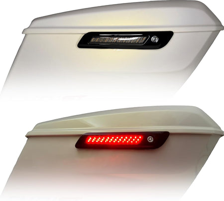Saddlebag Latch Cover LED Light Kit, Red Brake/Running Light & Amber Sequential Turn Signals for 2024+ Road Glide/Street Glide,Compatible with 2023.5-up CVO Models,Smoked Lens