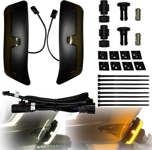 Adjustable Spoiler Windshield Deflectors with LED Lights for Harley 2023-2025 CVO Road Glide 2024-up Road Glide and CVO Road Glide ST CVO RR 131,Plug and Play,Smoked Lens