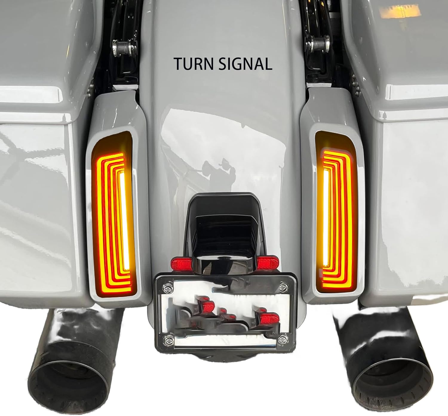 Tunnel-style LED Tail Lights Rear Lights for Harley 2023.5-up CVO Models, Run Brake Amber Turn Signal for Harley New Touring 2024-later Street Glide,Road Glide Accessories (Red Lens)