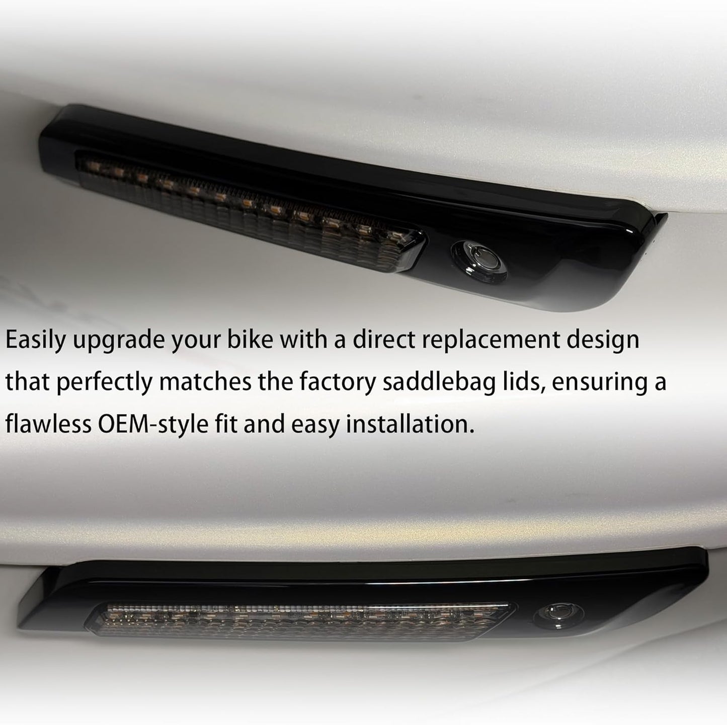 Saddlebag Latch Cover LED Light Kit, Red Brake/Running Light & Amber Sequential Turn Signals for 2024+ Road Glide/Street Glide,Compatible with 2023.5-up CVO Models,Smoked Lens