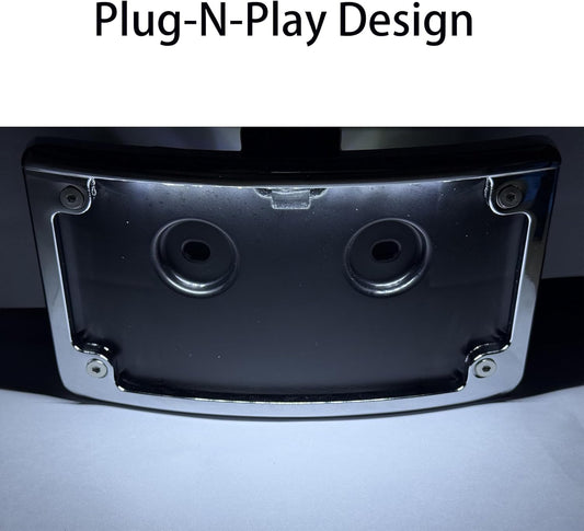 Curved LED License Plate Frame Combo kit for 2014-2022 Harley CVO Models (Chrome)