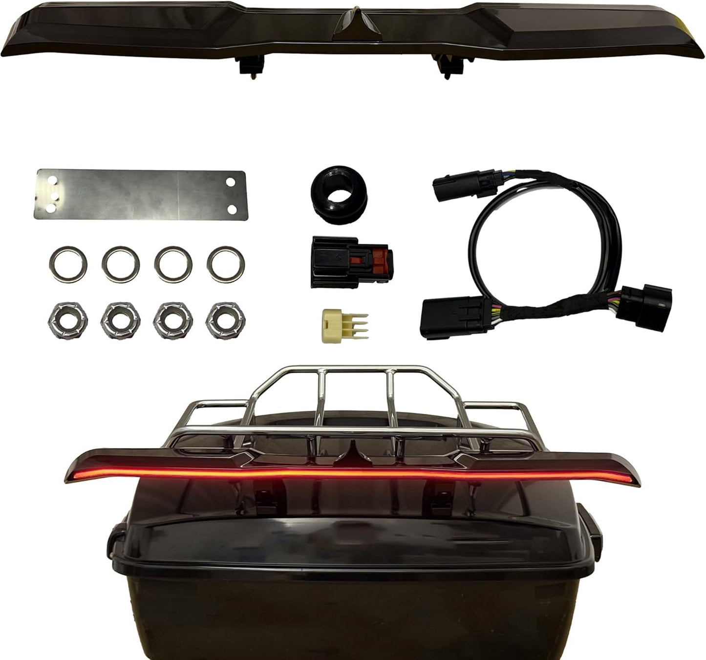 Tour Pack Top Light Bar Rear Wing LED Light Kit for Harley 2023.5-up CVO Models, Run Brake Amber Sequential Turn Signal for Harley New Touring 2024-later Street Glide,Road Glide Accessories