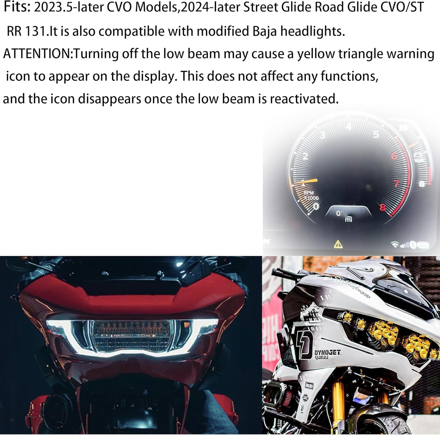 Motorcycle Low Beam Control Module Low Beam Off Function,Plug and Play,Controlled Directly Through The Factory Handlebar Switch for Harley Road Glide Street Glide Softail Sportster (2014-UP SG)