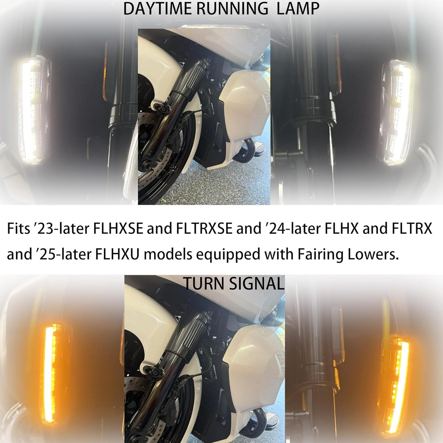 Matrix-Style LED Fog Lamps, Auxiliary Lights with DRL&Turn Signals for 23.5-later CVO Models 2024-up Road Glide Street Glide added new Fairing Lowers Accessories (DRL&TURN SIGNAL)