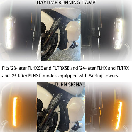 Matrix-Style LED Fog Lamps, Auxiliary Lights with DRL&Turn Signals for 23.5-later CVO Models 2024-up Road Glide Street Glide added new Fairing Lowers Accessories (DRL&TURN SIGNAL)