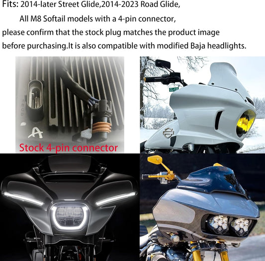Motorcycle Low Beam Control Module Low Beam Off Function,Plug and Play,Controlled Directly Through The Factory Handlebar Switch for Harley Road Glide Street Glide Softail Sportster (2014-UP SG)