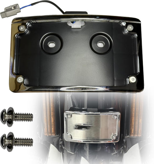 Curved LED License Plate Frame Combo kit for 2014-2022 Harley CVO Models (Chrome)