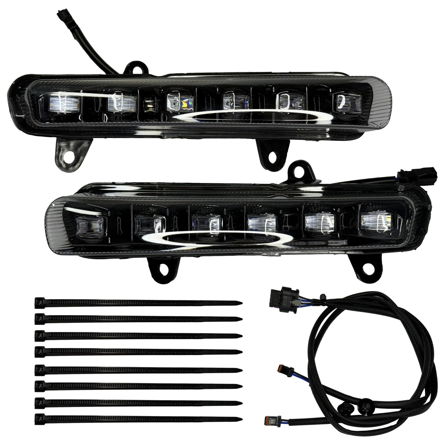Matrix-Style LED Fog Lamps, Auxiliary Lights with DRL&Turn Signals for 23.5-later CVO Models 2024-up Road Glide Street Glide added new Fairing Lowers Accessories (DRL&TURN SIGNAL)